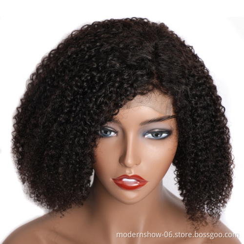 Wholesale Cheap Short Bob Style Wig Kinky Curly Lace Front Human Hair Wigs Virgin Cuticle Aligned Hair Wigs For Black Woman